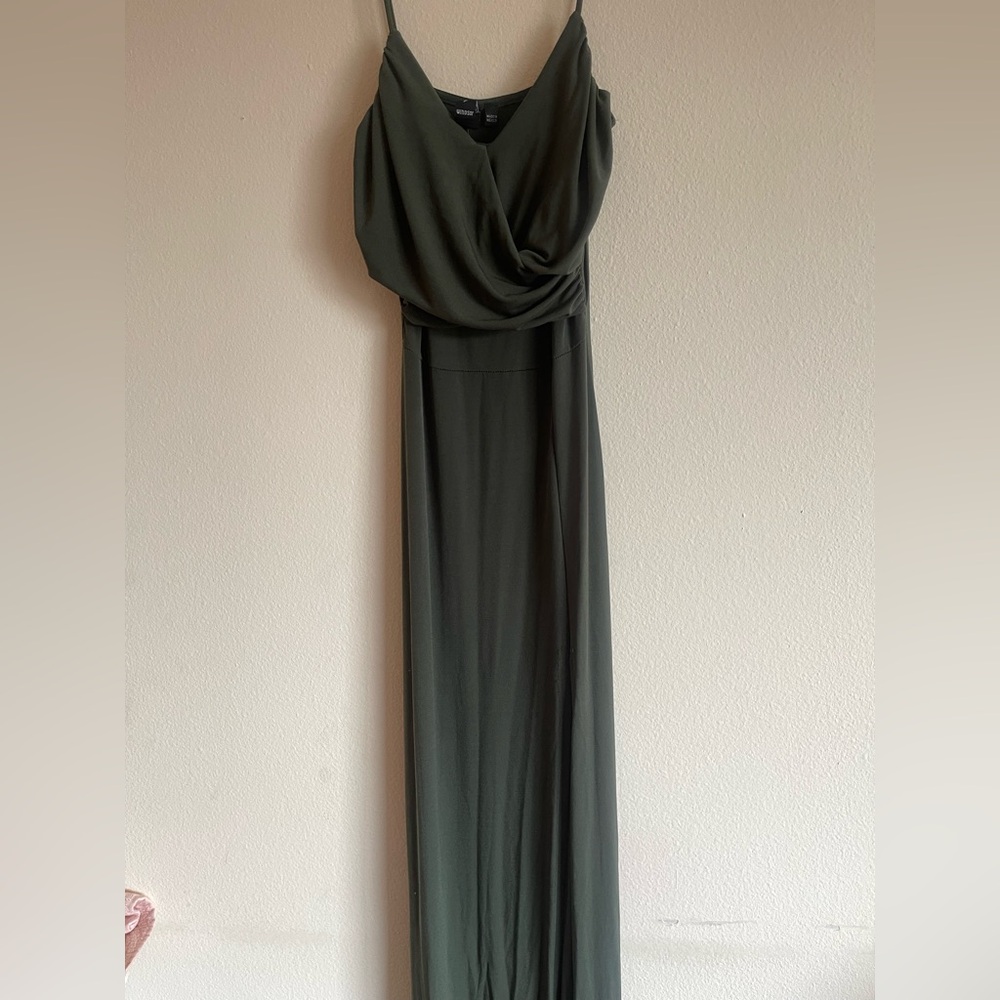 Windsor Green Maxi Gown with Cowl Neck for Cocktail